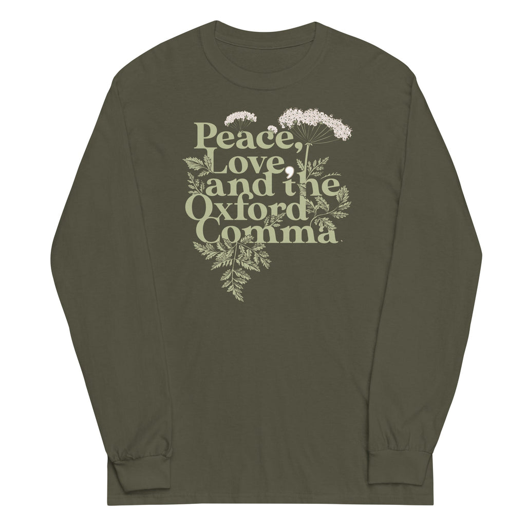Peace, Love, And The Oxford Comma Unisex Long Sleeve Tee product image 1