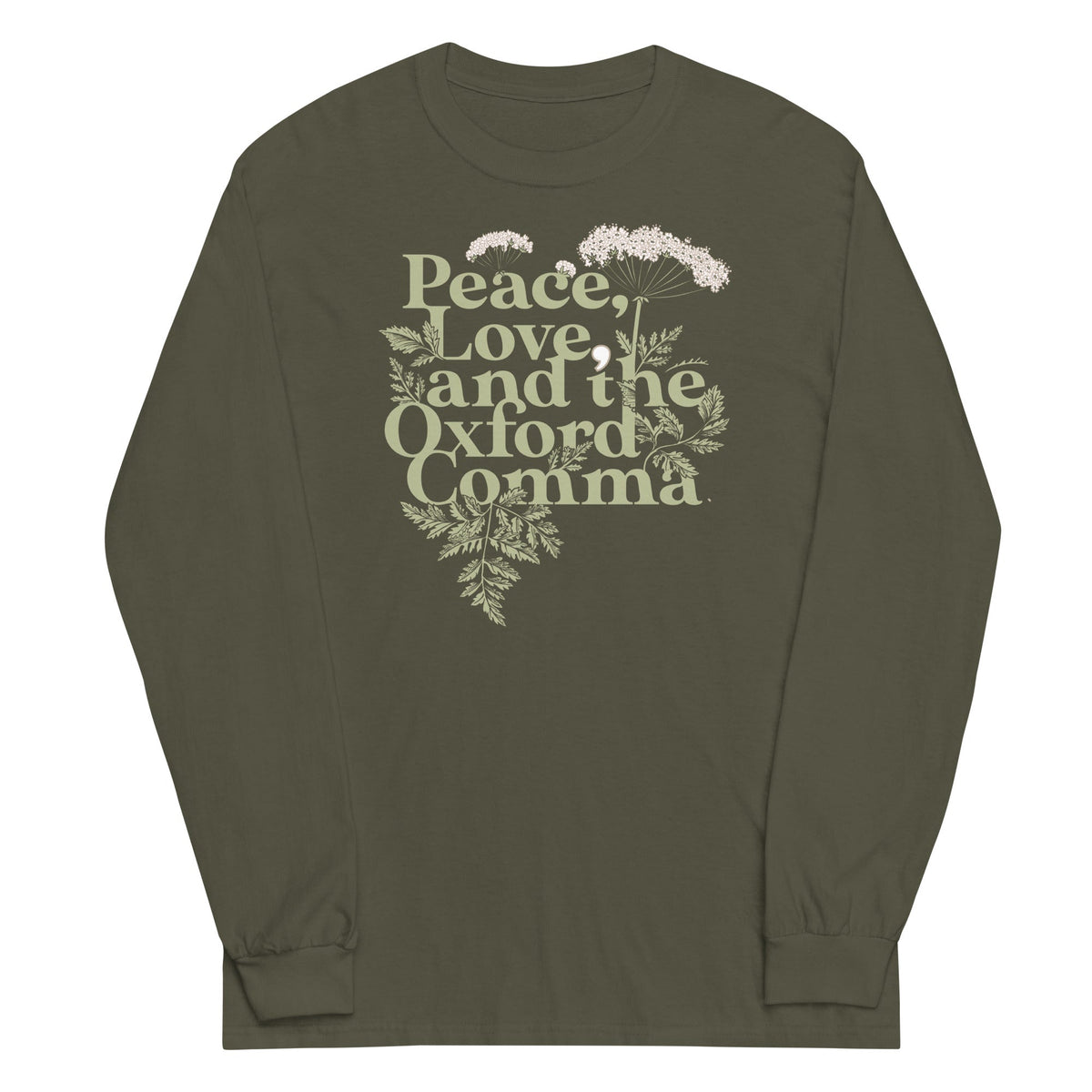 Peace, Love, And The Oxford Comma Unisex Long Sleeve Tee product image 1