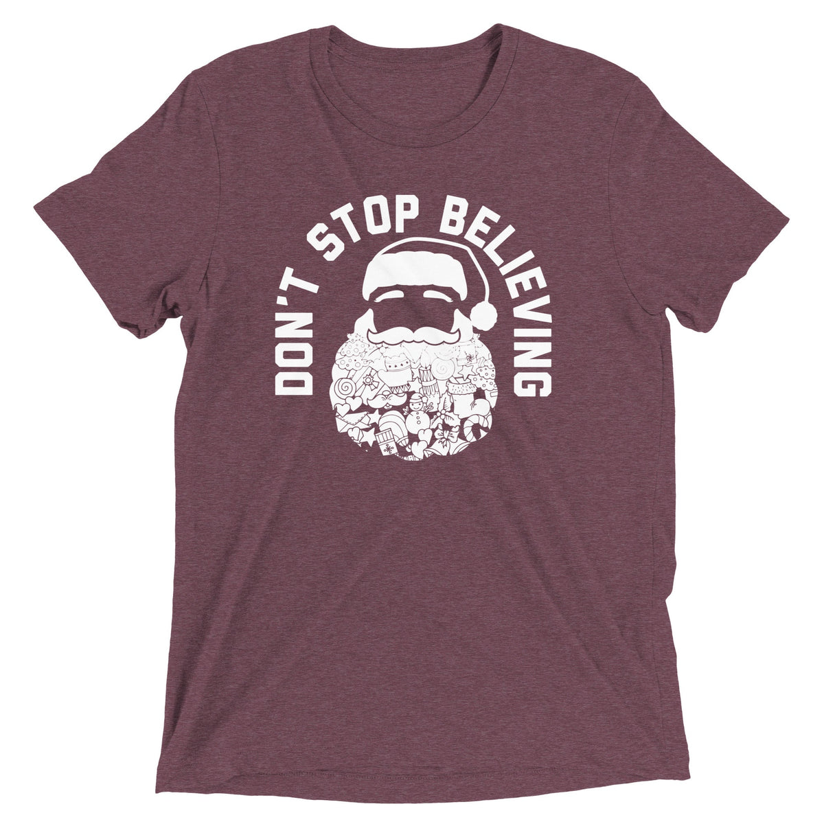Don't Stop Believing Santa Men's Tri-Blend Tee product image 3