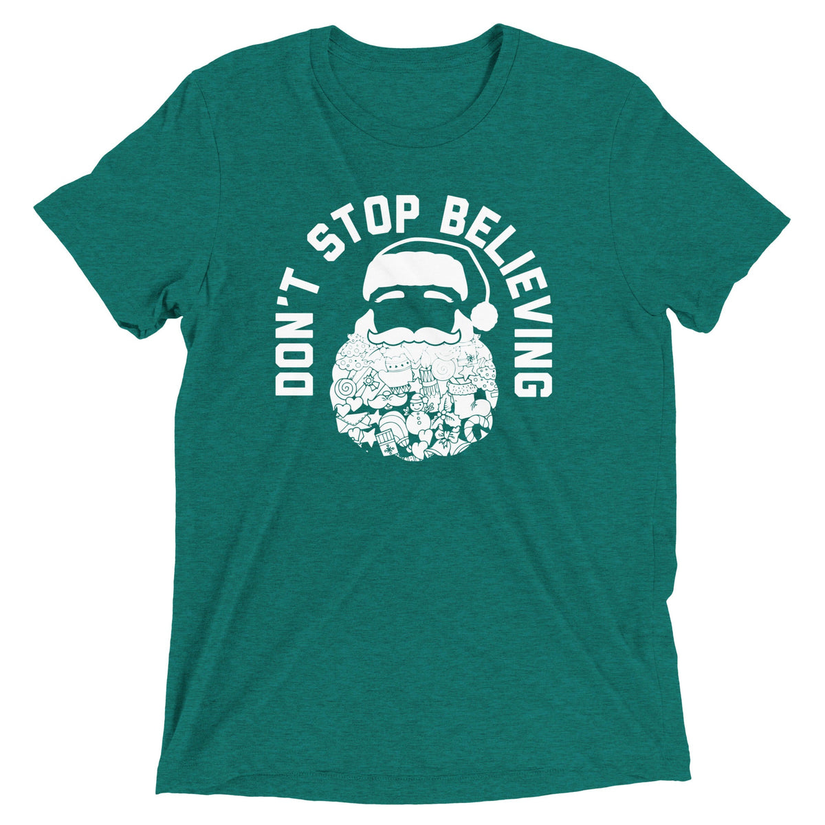 Don't Stop Believing Santa Men's Tri-Blend Tee product image 5