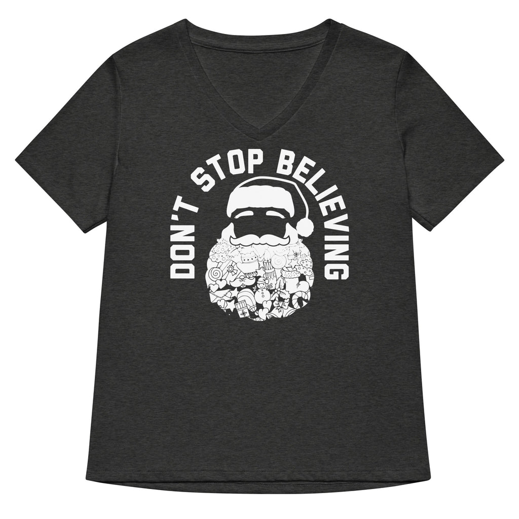 Don't Stop Believing Santa Women's V-Neck Tee product image 2