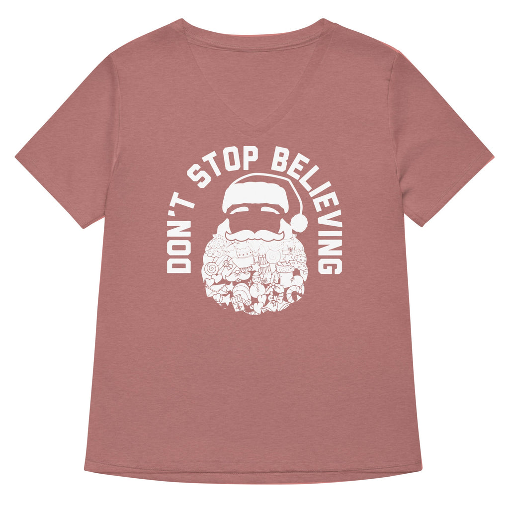 Don't Stop Believing Santa Women's V-Neck Tee product image 5
