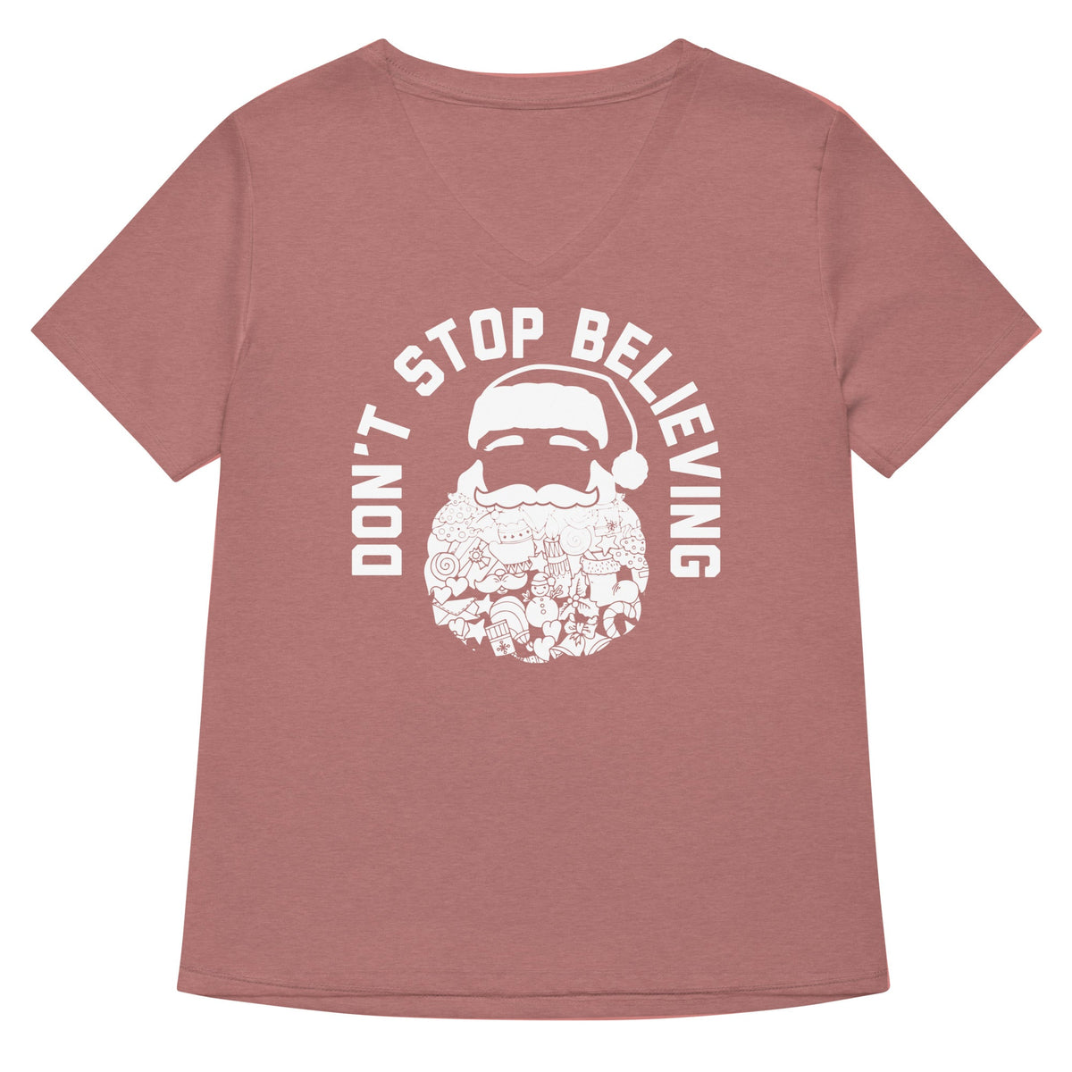 Don't Stop Believing Santa Women's V-Neck Tee product image 5