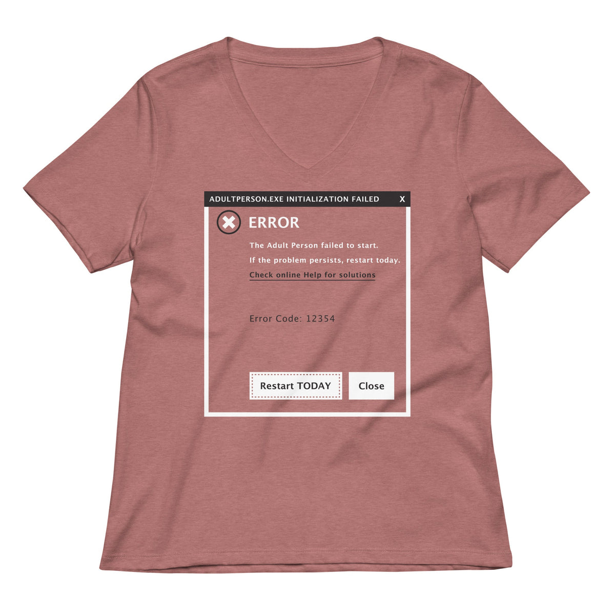 Error, Adult Person Failed To Start Women's V-Neck Tee product image 1