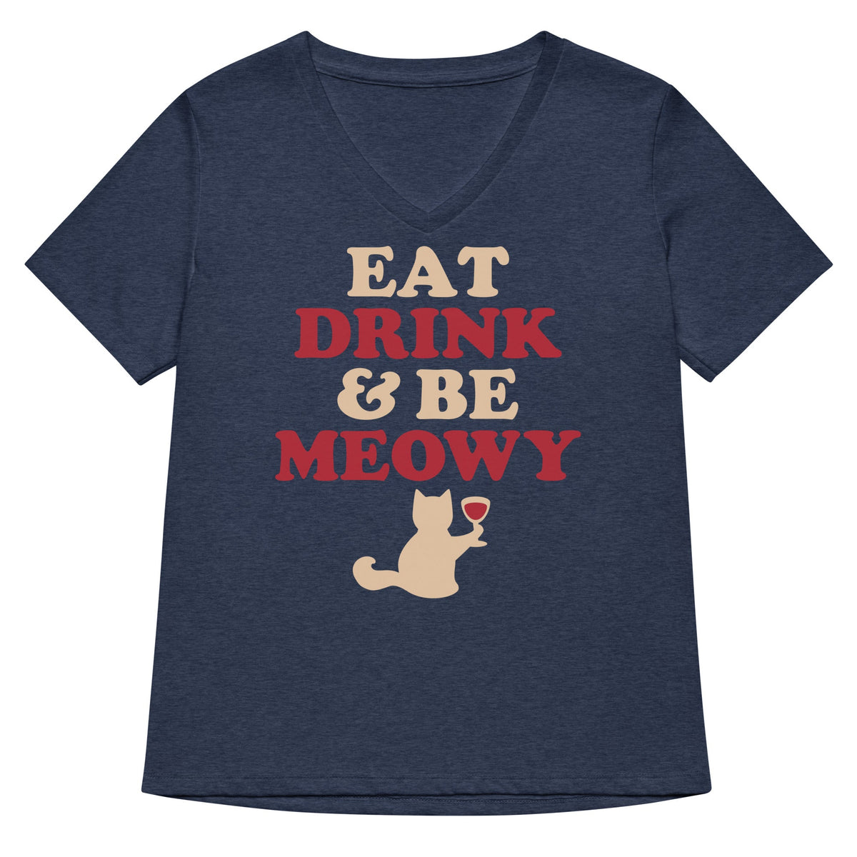 Eat Drink & Be Meowy Women's V-Neck Tee product image 2