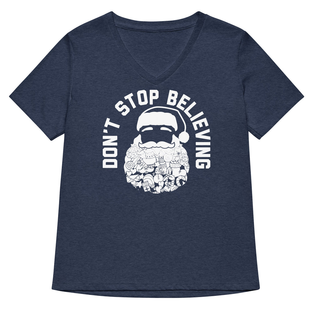 Don't Stop Believing Santa Women's V-Neck Tee product image 1