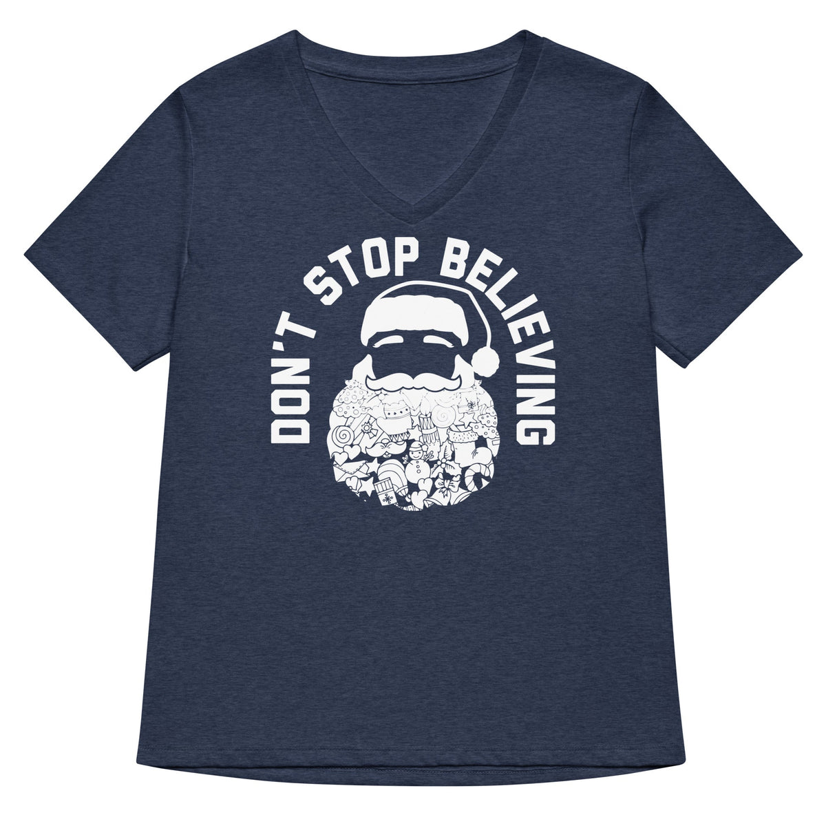 Don't Stop Believing Santa Women's V-Neck Tee product image 1