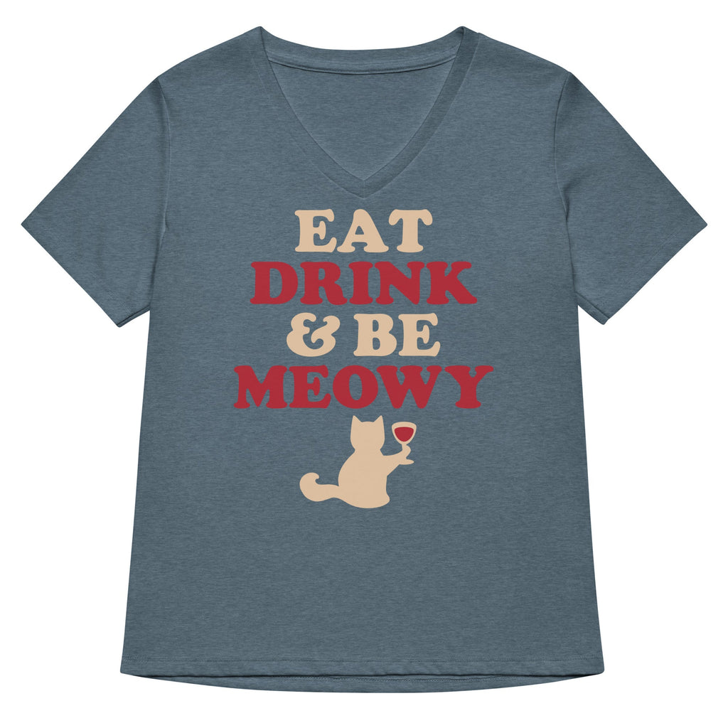 Eat Drink & Be Meowy Women's V-Neck Tee product image 4