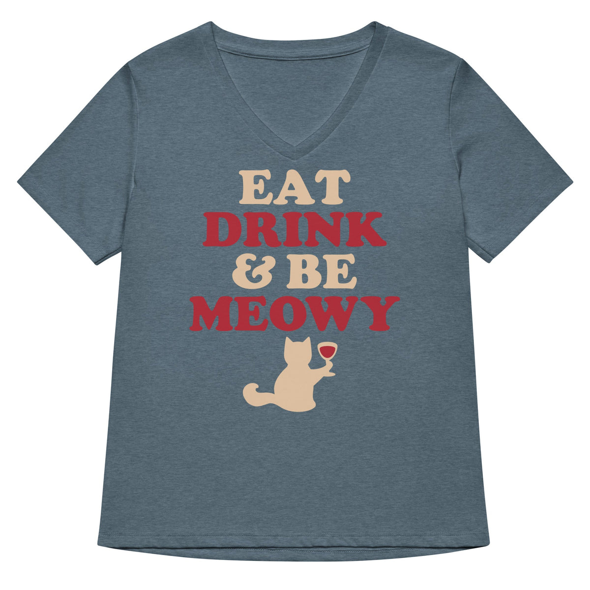 Eat Drink & Be Meowy Women's V-Neck Tee product image 4