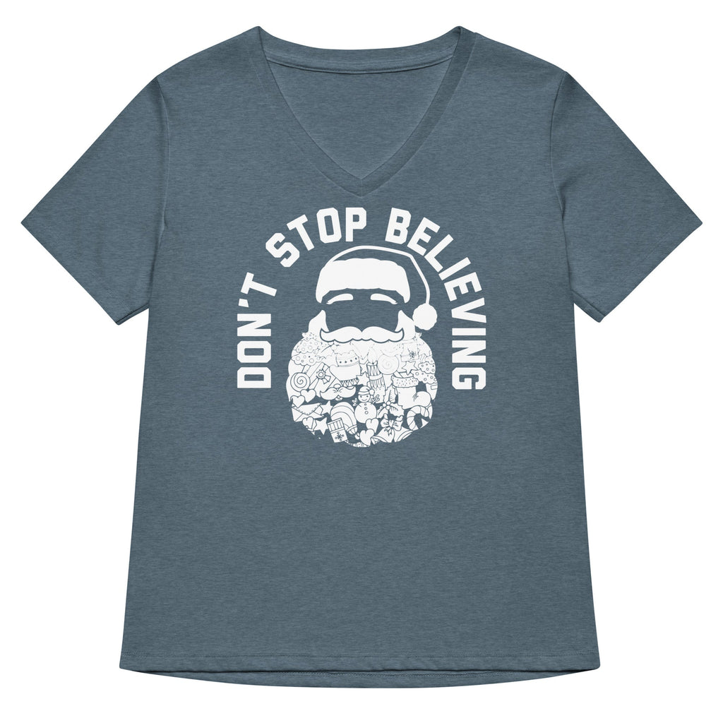 Don't Stop Believing Santa Women's V-Neck Tee product image 4