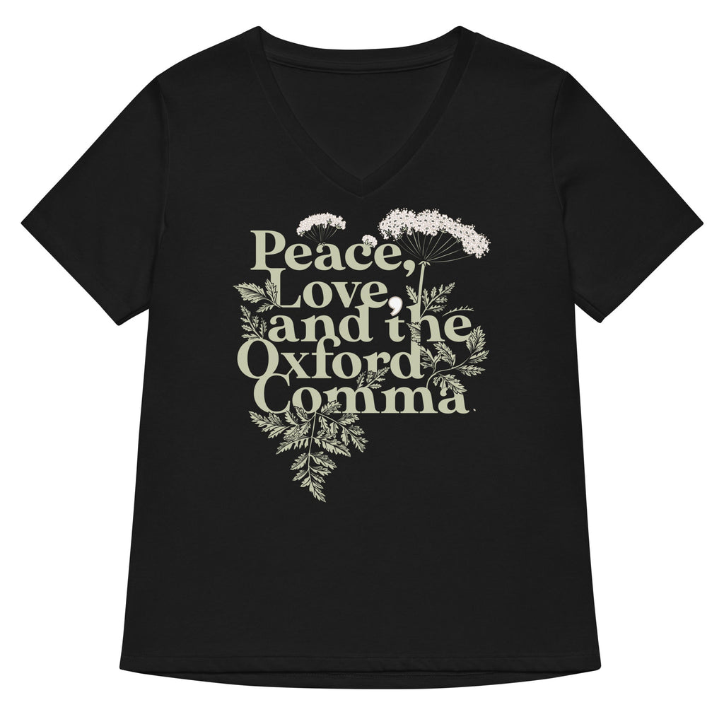 Peace, Love, And The Oxford Comma Women's V-Neck Tee product image 1