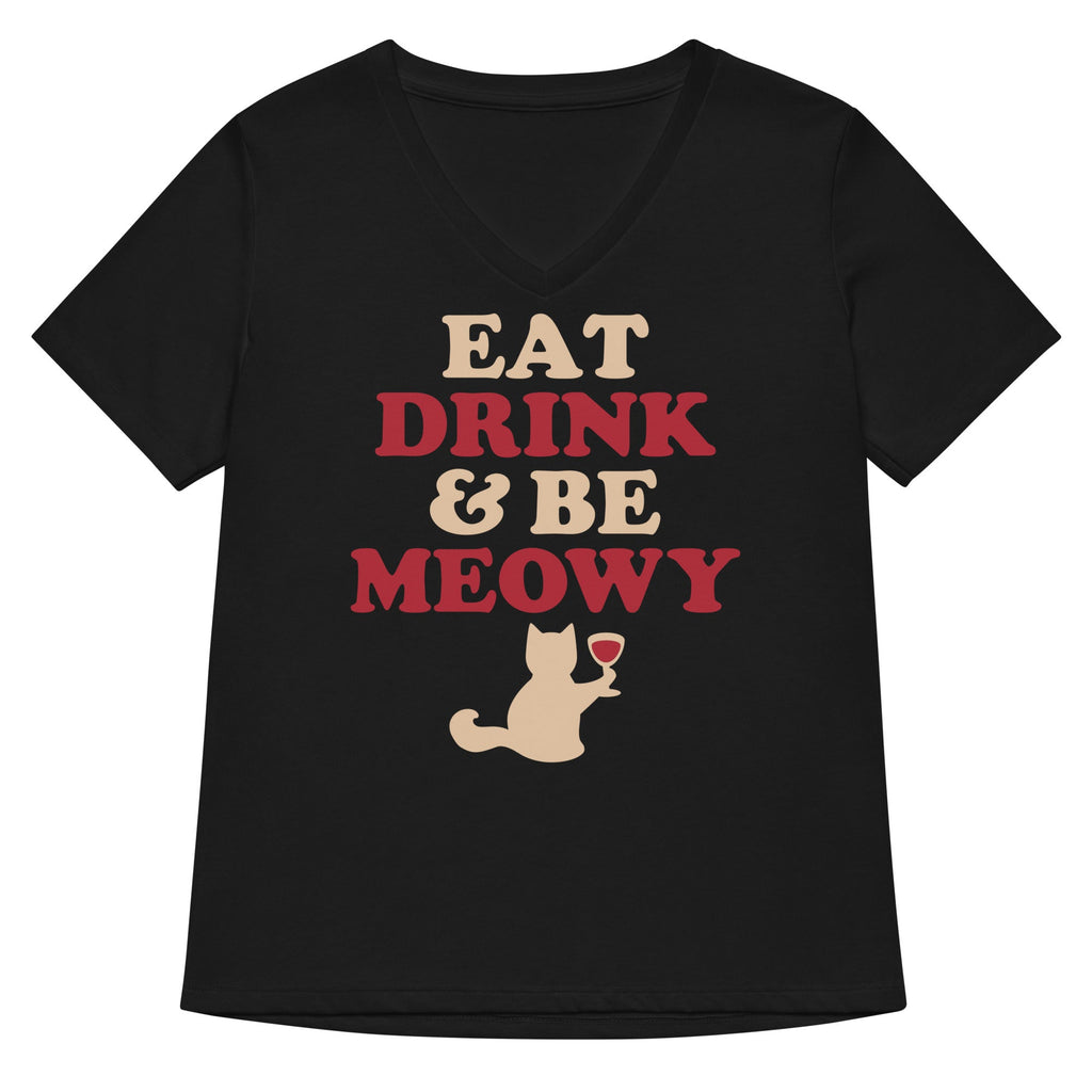 Eat Drink & Be Meowy Women's V-Neck Tee product image 1