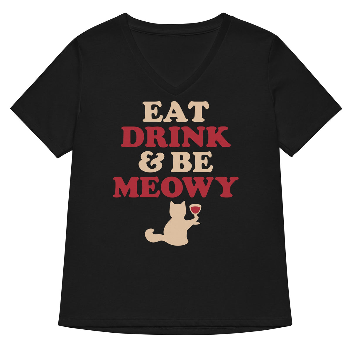 Eat Drink & Be Meowy Women's V-Neck Tee product image 1